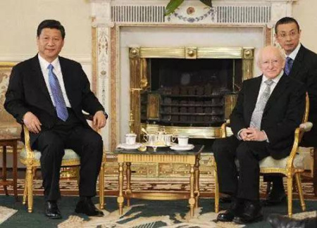 2014年，習(xí)近平主席同愛(ài)爾蘭總統(tǒng)希金斯舉行會(huì)談，林超倫任翻譯
