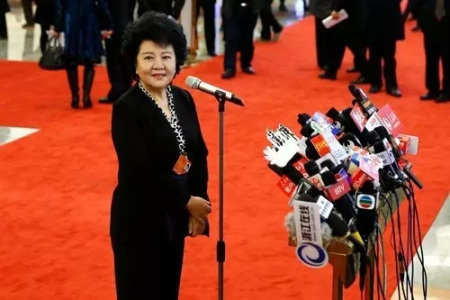 裘援平在“部長通道”接受記者采訪。 <a target='_blank' >中新社</a>圖片 富田 攝 