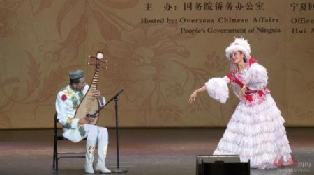 琵琶獨(dú)奏《天山之春》。(美國(guó)《僑報(bào)》/何心怡 攝)