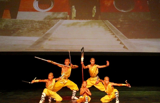 來自河南少林寺拳法學校的幾位“少林小子”表演精湛的中華武術。