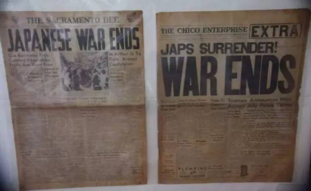 1945年8月，兩家加州報(bào)紙慶祝戰(zhàn)爭結(jié)束