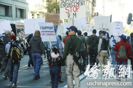 大費(fèi)城華人槍友會15日游行現(xiàn)場。僑報(bào)記者賈玉璇攝