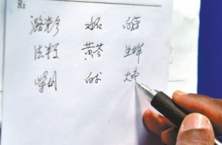 迪亞拉用漢字為病人開出一劑藥方。