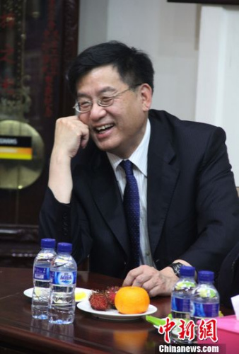 訪問團(tuán)成員、中國新聞社社長章新新。林永傳 攝