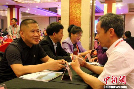 海外僑商、僑領(lǐng)同安徽省直有關(guān)部門和地方招商部門進(jìn)行項(xiàng)目對(duì)接洽談。　劉鴻鶴 攝