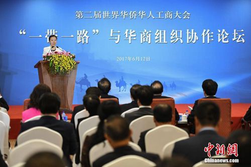 資料圖：6月12日，第二屆世界華僑華人工商大會(huì)“一帶一路”與華商組織協(xié)作論壇在北京舉行。<a target='_blank' >中新社</a>記者 崔楠 攝