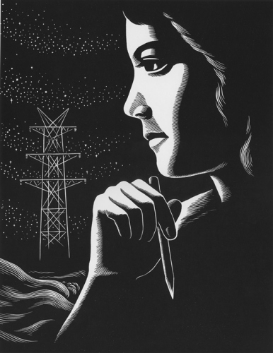 黃新波作品《青年人》，1961年，木板刻畫(huà)。