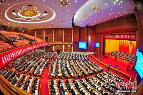 1月23日，中國人民政治協(xié)商會(huì)議天津市第十四屆委員會(huì)第一次會(huì)議在天津大禮堂開幕。 <a target='_blank' >中新社</a>記者 佟郁 攝