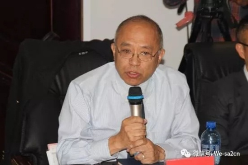 南非籍華人代表潘國鏡代表領保貢獻者發(fā)言。( 圖片來源：南非僑網(wǎng)微信公眾號)