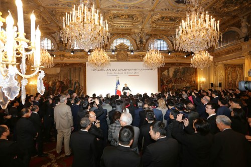 招待會(huì)現(xiàn)場(chǎng)。（法國(guó)《歐洲時(shí)報(bào)》/黃冠杰 攝）