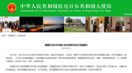 圖片截取自中國(guó)駐尼日爾大使館網(wǎng)站