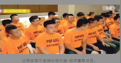 近期被警方逮捕的高利貸-綁架團(tuán)伙成員。(菲律賓《世界日?qǐng)?bào)》)