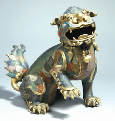 明代掐絲琺瑯獅形香薰 明代掐絲琺瑯獅形香薰
