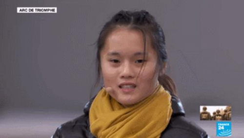 用中文朗讀顧杏卿書(shū)信的高中生Natalie XU 法媒視頻截圖