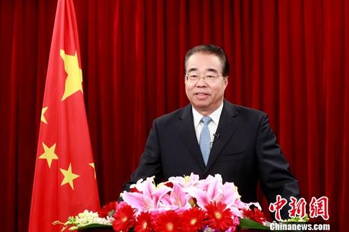 在2019年新春佳節(jié)到來之際，中國國務院僑務辦公室主任許又聲在北京發(fā)表農歷己亥年新春賀辭，向華僑華人和歸僑僑眷致以節(jié)日問候。<a target='_blank' >中新社</a>記者 盛佳鵬 攝