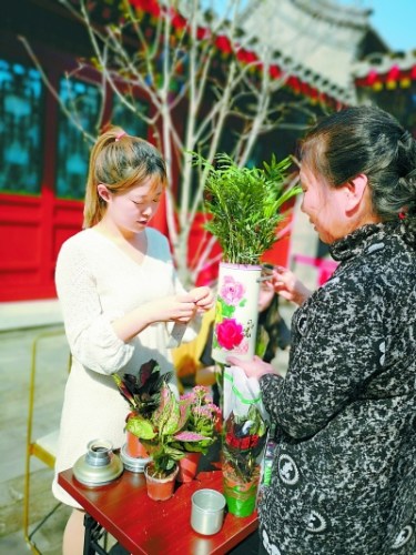中央美院師生和居民一起建設(shè)微花園。本報記者 于麗爽攝