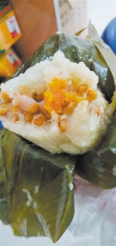 帶殼綠豆做的粽子口感更香滑。