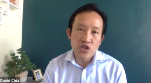 加州眾議員邱信福（David Chiu）參與日前舉行的“反仇恨亞裔”線上報告。（美國《世界日報》記者陳開 攝）