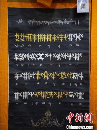 《象雄藏文書法唐卡大集》多以象雄時期的列磚體、稞體、烏金體等藏文字體書寫而成?！〗w波 攝