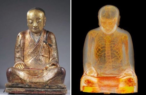 中國僑網(wǎng)章公六全祖師肉身寶像及其CT掃描圖像(匈牙利《歐洲論壇》、歐洲華通社)