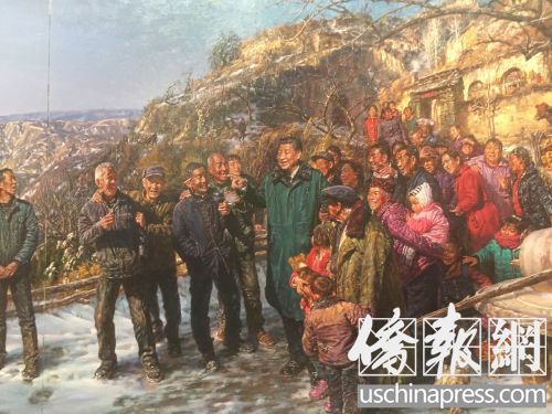 《重返梁家河》畫作。(美國《僑報(bào)》/李幟一