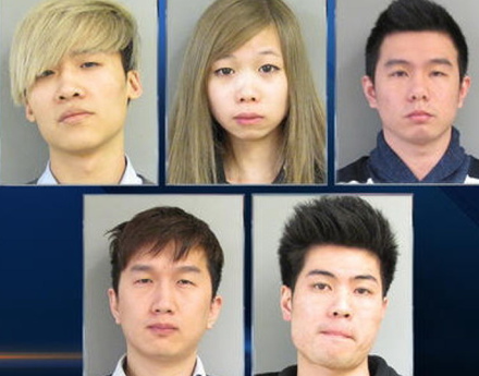 布魯克林五名華裔青年涉嫌到外州盜刷信用卡被捕。(圖片摘自美國《世界日?qǐng)?bào)》/警方提供)