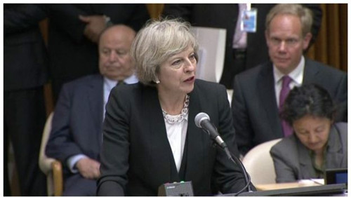 英國(guó)首相特雷莎·梅呼吁全球聯(lián)動(dòng)應(yīng)對(duì)移民危機(jī)。(BBC中文網(wǎng))