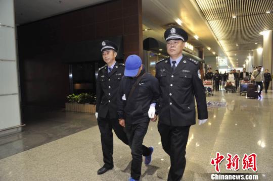 犯罪嫌疑人單某被長沙警方勸返回國。(長警