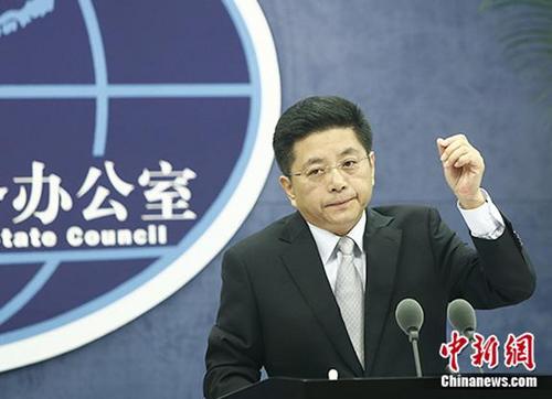 中國僑網(wǎng)資料圖:國臺辦發(fā)言人馬曉光。 中新社發(fā) 張浩 攝