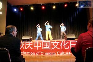 少林功夫國際學(xué)校的學(xué)生帶來功夫表演。記者姚善珩