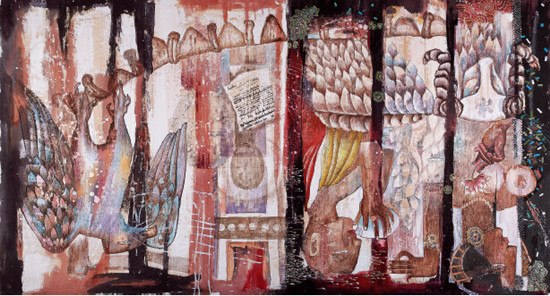中國(guó)僑網(wǎng)遷徙之途(170cm*95cm 宣紙、水墨、丙烯)-丹增(新西蘭)-2014