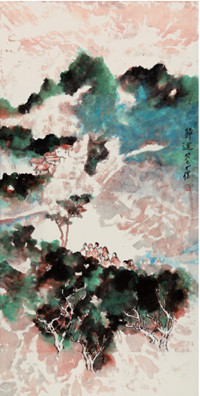 中國(guó)僑網(wǎng)歸途(132cm*67cm 紙本設(shè)色)-郭才標(biāo)(馬來(lái)西亞)-2013