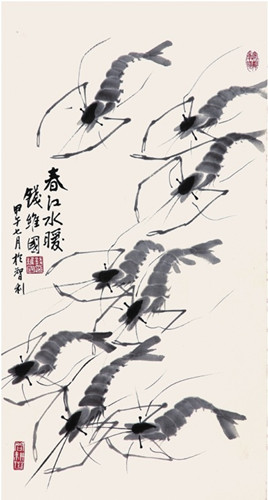 中國(guó)僑網(wǎng)春江水暖(36cm*68.5cm 紙本水墨)-錢維國(guó)(智利)-2014