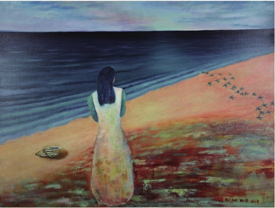 中國(guó)僑網(wǎng)海龜奔生(90cm*120cm 布面油彩)-袁慧娟(挪威)-2009