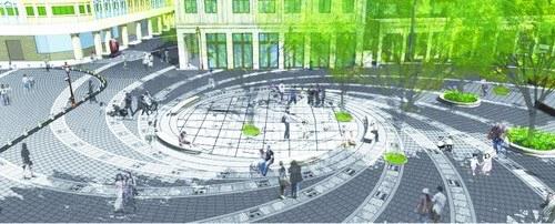 中國僑網(wǎng)僑批郵路地刻廣場效果圖。