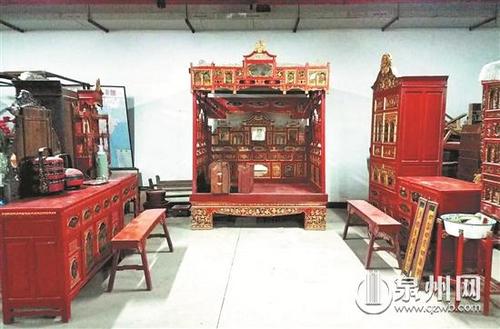 中國僑網(wǎng)婚房家具和婚俗用品保存完整 (晉江博物館供圖)