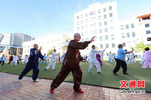 太極愛(ài)好者表演24式太極拳