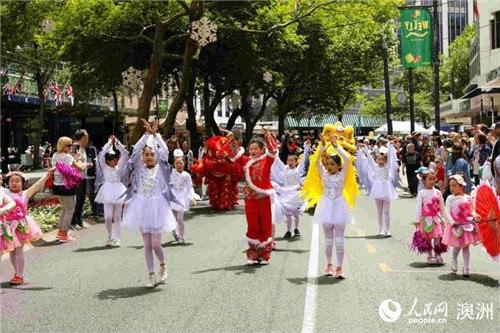 中國僑網(wǎng)中國隊伍中的少兒舞蹈方陣(攝影 張健勇)